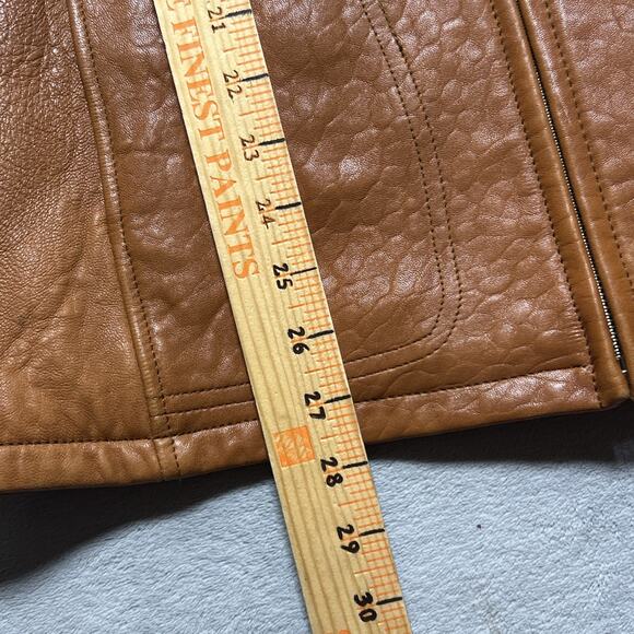 Vtg Heavyweight Leather Hoodie Jacket Men Small Wilsons Hooded Quilt line Brown - Picture 10 of 16